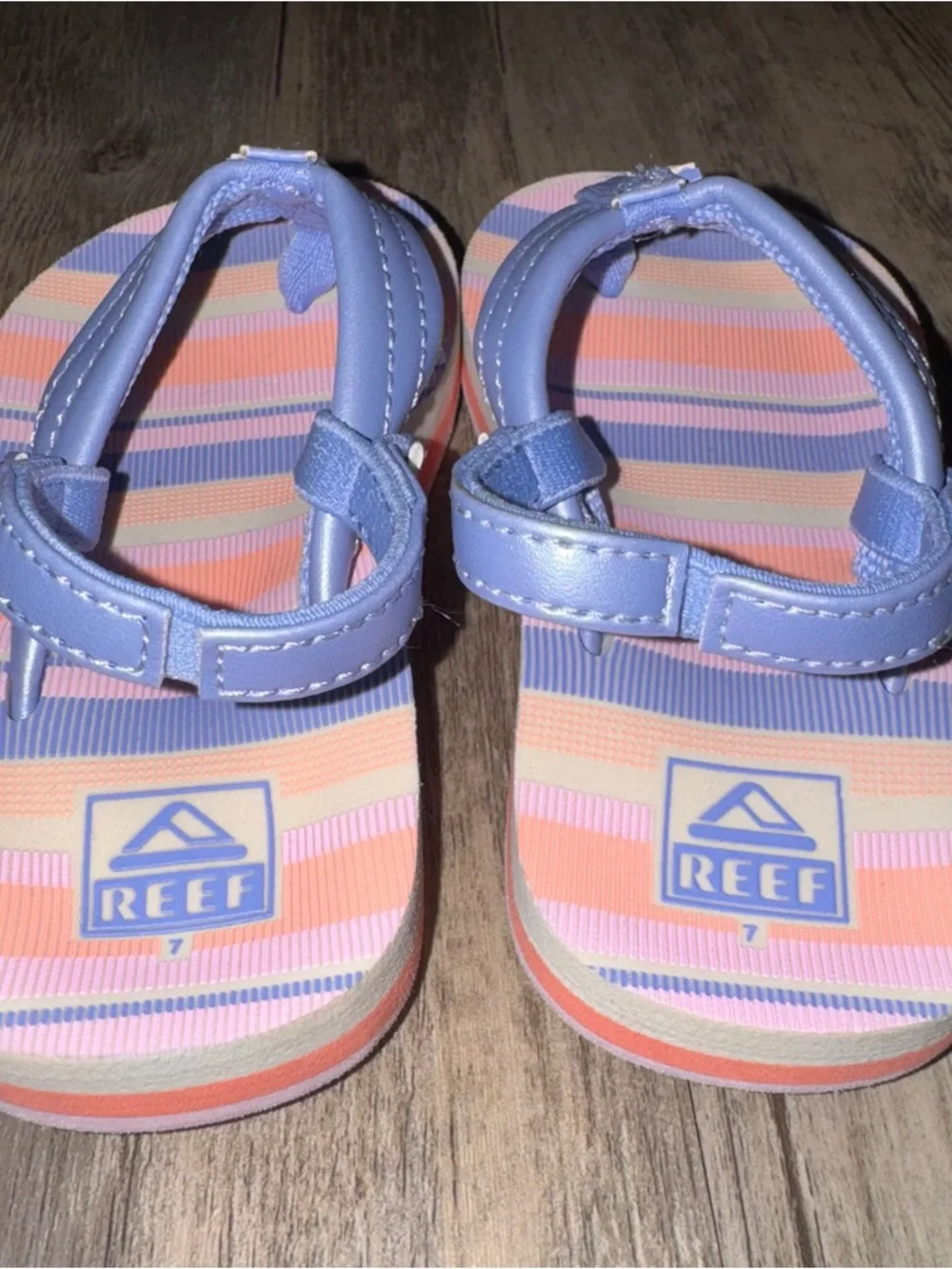 Reef Kids Lavender & Pink Striped Toddler Flip Flops
